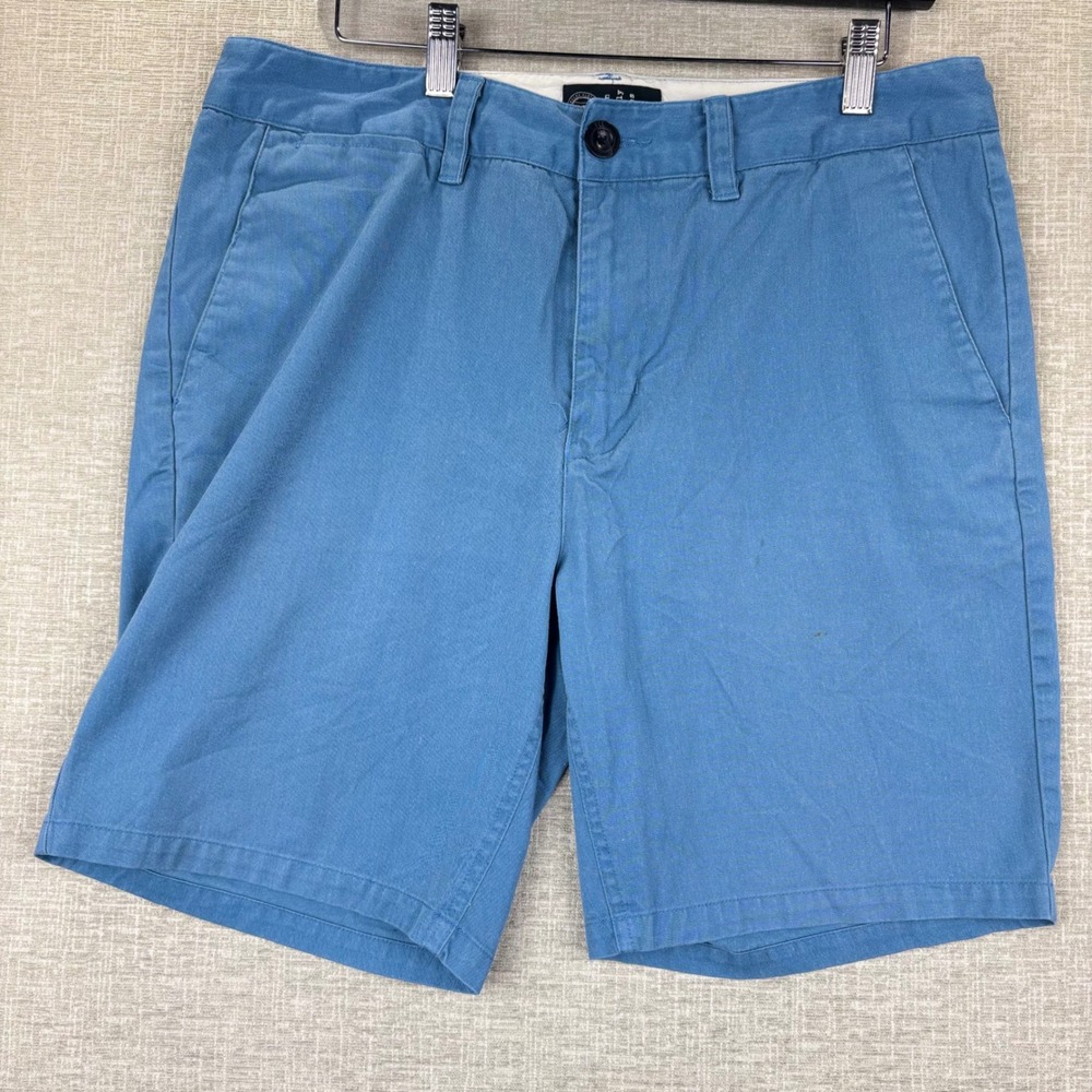 Analog Wheel Wash Blue Chino Shorts Mens Size 32 Cotton Twill Casual